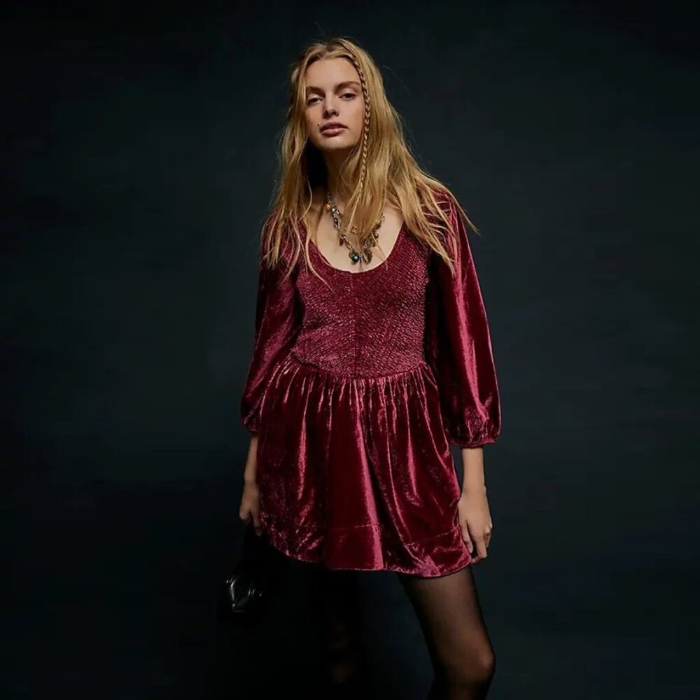 Free People Farrier Velvet Mini Dress NWOT - Picture 1 of 8